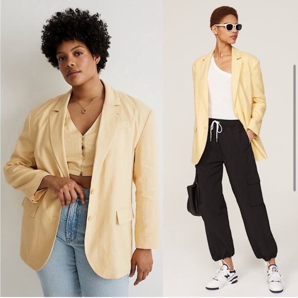 Madewell Yellow Oversized Linen Blazer NEW - Picture 5 of 7